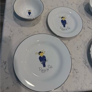 Pottery Barn White Reindeer Plate